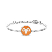 CO88 Collection Zodiac 8CB 90322 Steel Bracelet with Pendant - Constellation Aries 15 mm - One-size - Silver / Dark Orange