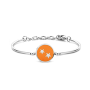 CO88 Collection Zodiac 8CB 90324 Steel Bracelet with Pendant - Constellation Gemini 15 mm - One-size - Silver / Orange