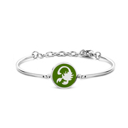 CO88 Collection Zodiac 8CB 90329 Steel Bracelet with Pendant - Constellation Scorpio 15 mm - One-size - Silver / Dark Green