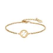 CO88 Collection Inspirational 8CB 90399 Steel Bracelet with Pendant - Clover 10 mm - Length 16.5 + 3 cm - Gold colored