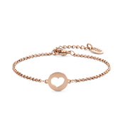 CO88 Collection Inspirational 8CB 90403 Steel Bracelet with Pendant - Heart 10 mm - Length 16.5 + 3 cm - Rose colored