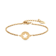 CO88 Collection Inspirational 8CB 90408 Steel Bracelet with Pendant - Star 10 mm - Length 16.5 + 3 cm - Gold colored