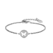 CO88 Collection Inspirational 8CB 90410 Steel Bracelet with Pendant - Butterfly 10 mm - Length 16.5 + 3 cm - Silver colored