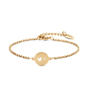 CO88 Collection Inspirational 8CB 90414 Steel Bracelet with Pendant - X Heart 10 mm - Length 16.5 + 3 cm - Gold colored