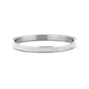 Key Moments 8KM BC0041 Steel Bangle with Crystal - Size 58x50 mm - Silver / White