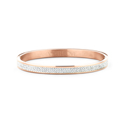 Key Moments 8KM BC0043 Steel Bangle with Crystal - Size 58x50 mm - Rose colored / White