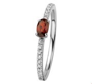 Home Collection Ring Garnet And Zirconia Silver Rhodium Plated