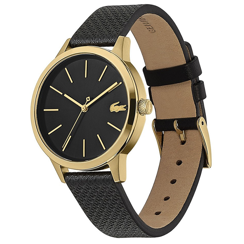 Black and gold store lacoste watch