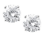 TFT Ear Studs Zirconia Silver Rhodium Plated Shiny