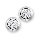 TFT Ear Studs Zirconia Silver Rhodium Plated Shiny