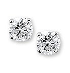 TFT Ear Studs Zirconia Silver Rhodium Plated Shiny