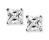 TFT Ear Studs Zirconia Silver Rhodium Plated Shiny