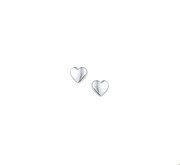 TFT Ear Studs Heart Silver Rhodium Plated Shiny 5.5 mm x 5.5 mm