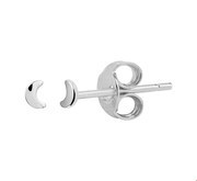 TFT Ear Studs Moon Silver Rhodium Plated Shiny 2.5 mm x 2 mm