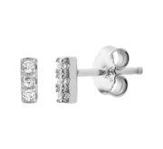 TFT Ear Studs Bar Zirconia Silver Rhodium Plated Shiny 5 mm x 1.7 mm