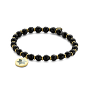 CO88 Collection Majestic 8CB 90500 Natural Stone Bracelet - Agate - One-size / 6 mm - Black