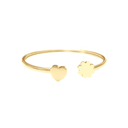 CO88 Collection Inspirational 8CB 90522 Steel Flex Bangle with Clover - One size (58 x 49 mm) - Gold colored