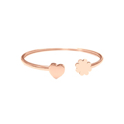 CO88 Collection Inspirational 8CB 90525 Steel Flex Bangle with Clover - One size (58 x 49 mm) - Rose gold colored