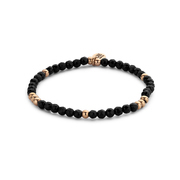 CO88 Collection Majestic 8CB 90570 Natural Stone Bracelet - Agate 4 mm - 17.8 cm - Black / Rose Gold