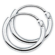 TFT Hoops Round Tube Silver Rhodium Plated Shiny 1.3 mm x 11 mm