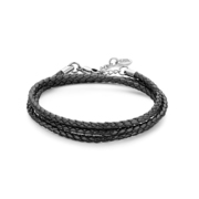 CO88 Collection Elemental 8CB 90418 Wrap Bracelet with Braided Leather - Length 53 + 3 cm - Silver / Black