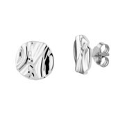 TFT Ear Studs Round Silver Rhodium Plated Shiny