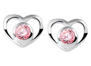 TFT Ear Studs Heart Zirconia Silver Shiny 7 mm x 8.5 mm