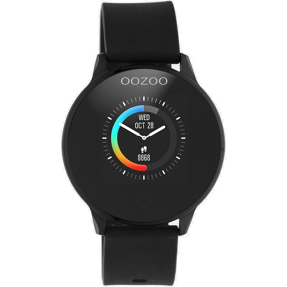 OOZOO Smartwatch Q00114 steel rubber rose coloured black 43 mm Watchesnjewellery