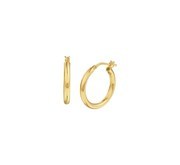 TFT Hoop Earrings Round Tube Yellow Gold On Silver Shiny