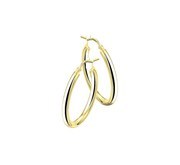 TFT Hoop Earrings Round Tube Yellow Gold On Silver Shiny 2.5 mm x 40 mm