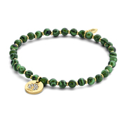 CO88 Collection 8CB 90732 Bracelet Ladies - Malachite Beads - 4mm - Metal Beads - Pendant - Tree of Life - Gold colored