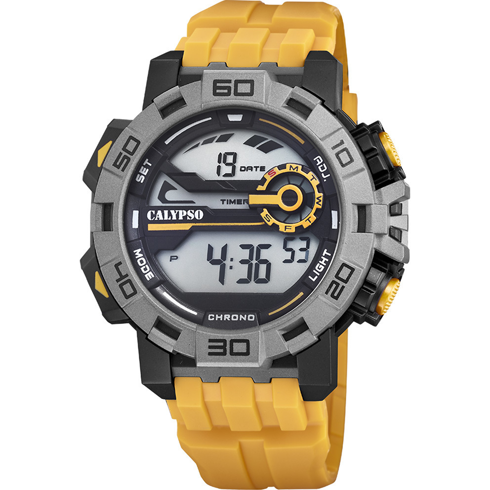 Calypso K5809/1 Watch 52 black-yellow Digital plastic-rubber mm