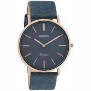 OOZOO C20163 Watch Vintage ros, dark blue leather strap 40 mm