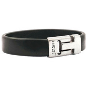 JOSH 24344-BRA-S-BL Bracelet leather black-silver colored 14 mm