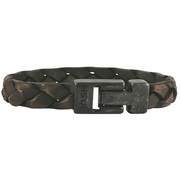 JOSH 24902-BRA-VB-BR Bracelet leather brown-vintage black 10 mm 21 cm