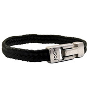 JOSH 24824-BRA-S-BL Bracelet leather black-silver colored 10 mm 21 cm