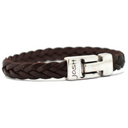 JOSH 24456-BRA-S-BR Bracelet leather brown-silver colored 10 mm 21 cm