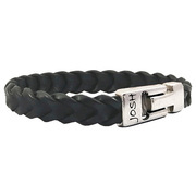 JOSH 24773-BRA-S-BL Bracelet leather black-silver colored 10 mm 21 cm