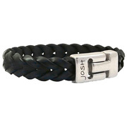 JOSH 24728-BRA-S-BL Bracelet leather black-silver colored 15 mm 21 cm