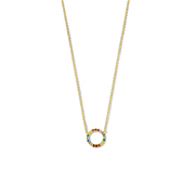 Necklace Round silver-zirconia gold-coloured-multi-coloured 1.4 mm 45 + 5 cm