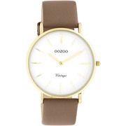 OOZOO C20222 Watch Vintage steel-leather gold-coloured mocha brown 40 mm