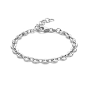 Bracelet Coffee bean link silver 5 mm 16-19 cm