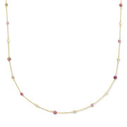 Necklace Balls yellow gold-tourmaline 0.58 ct. pink-white-orange-brown 40-44 cm