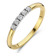 Ring Memoire yellow and white gold diamond 0.15ct H si 2 mm